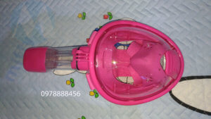Kính bơi liền ống thở dạng mặt nạ góc nhìn rộng dành cho trẻ em - màu hồng cho bé gái