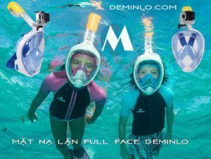 Kính lặn full face liền ống thở có ngàm gắn camera hành trình